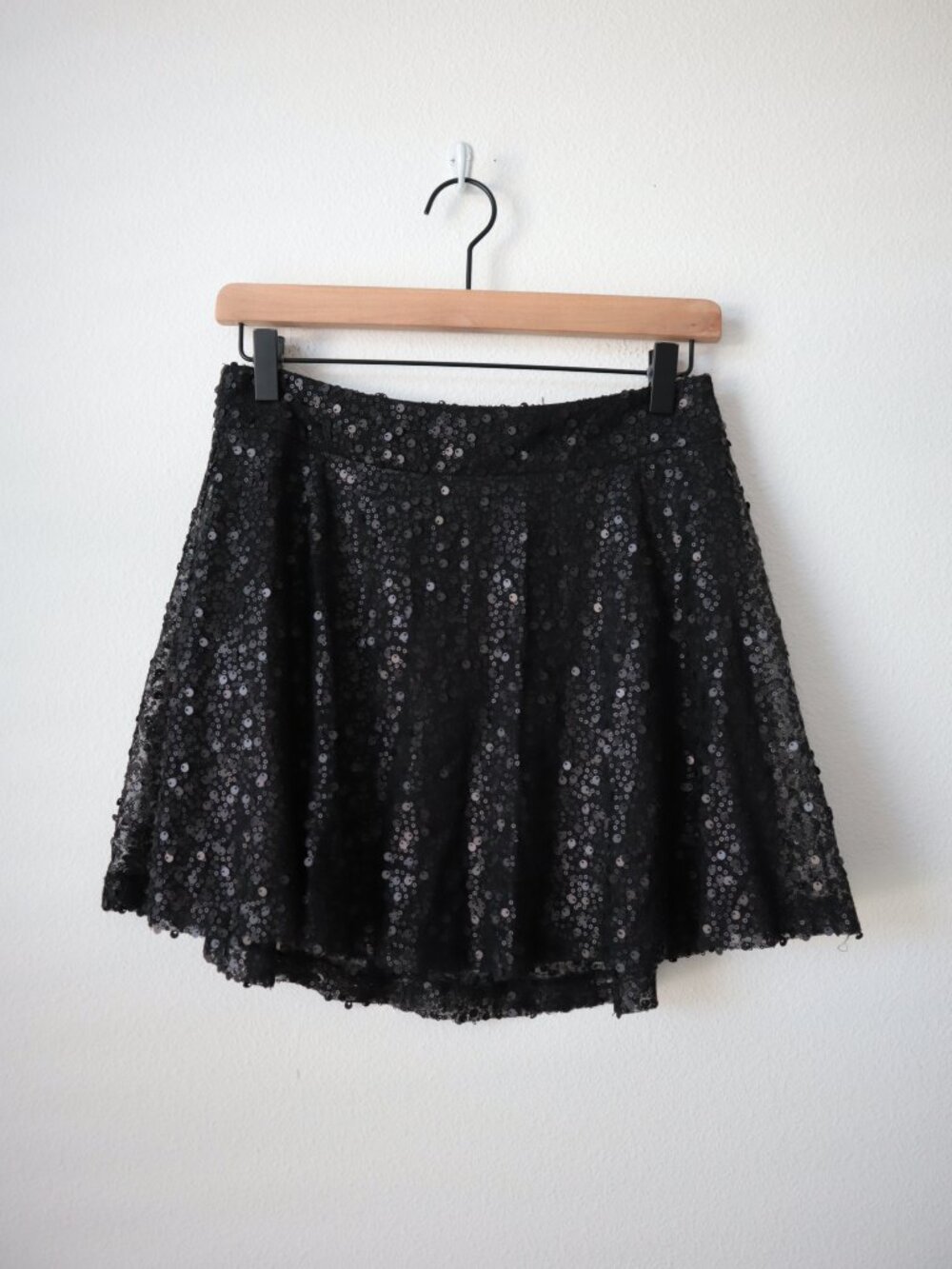 Charlotte Russe Black Sequin Circle Mini Skirt | M